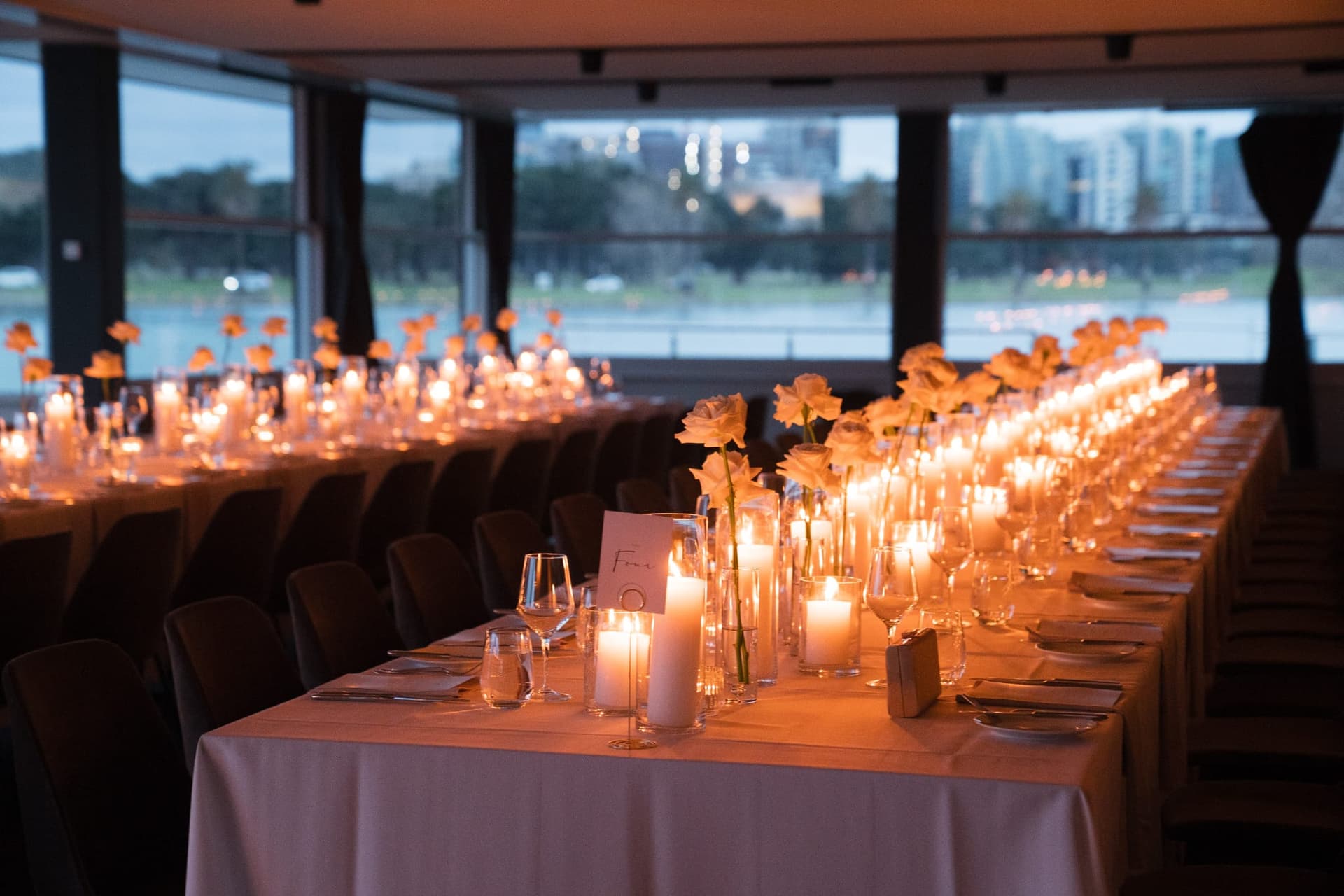 Candlelit reception styling